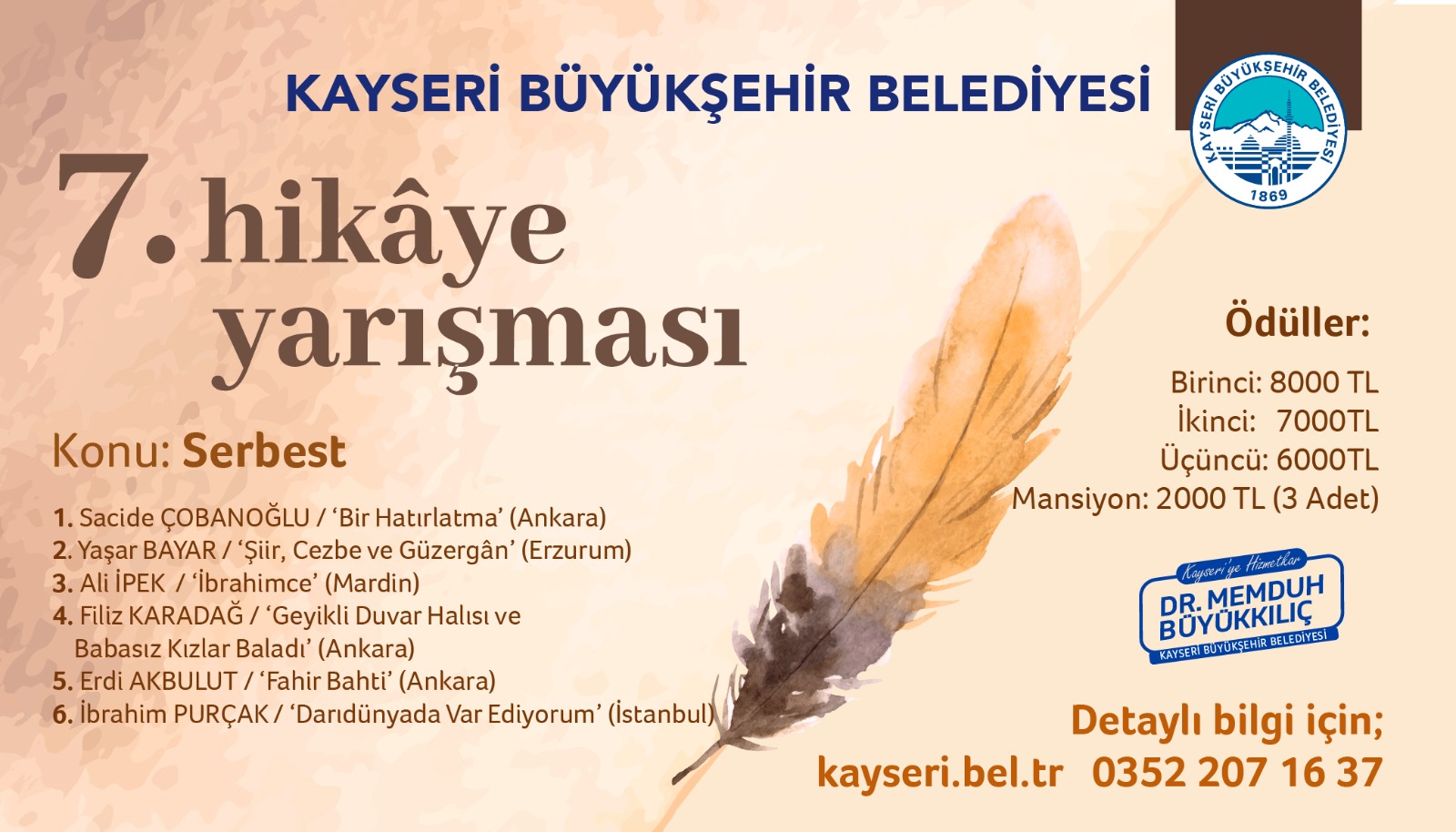 Kayseri Büyükşehir Belediyesi 7. Hikaye Yarışması