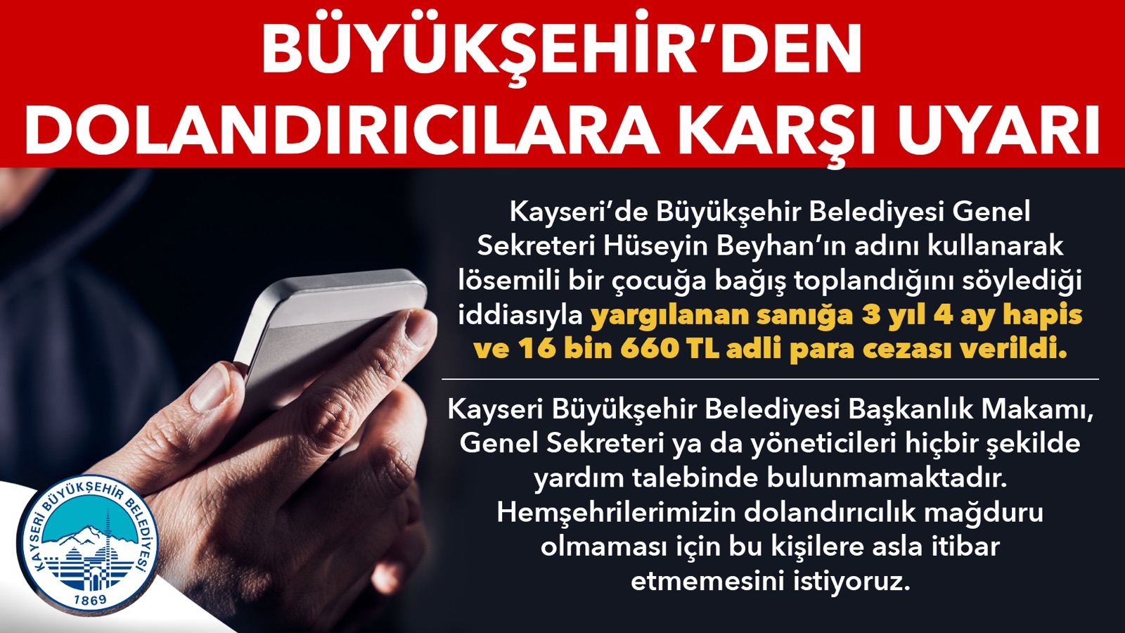 Büyükşehir’den “Dolandırıcılık” Uyarısı