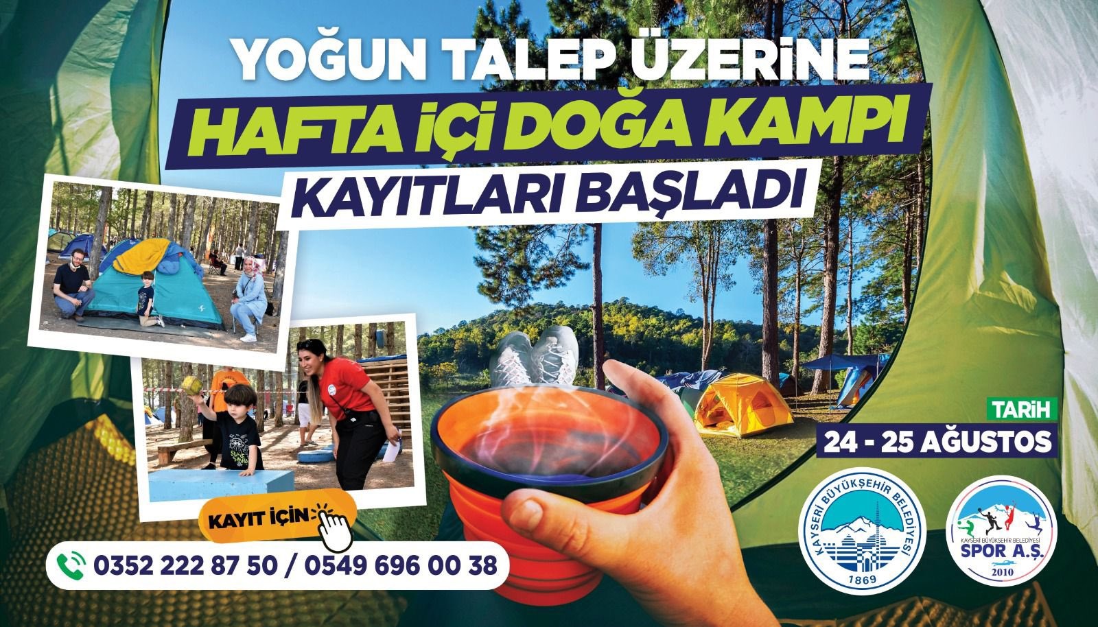 Büyükşehir’in Yoğun İlgi Gören Doğa Kampı Hafta İçi de Başladı