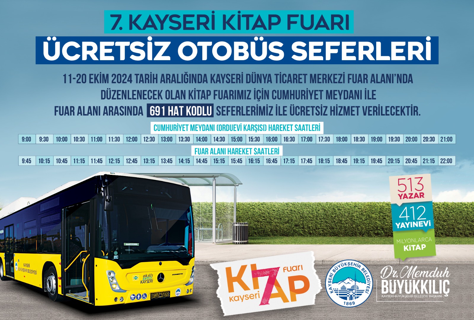 Başkan Büyükkılıç'tan Kayseri Kitap Fuarı’na “Ücretsiz Ulaşım” Desteği