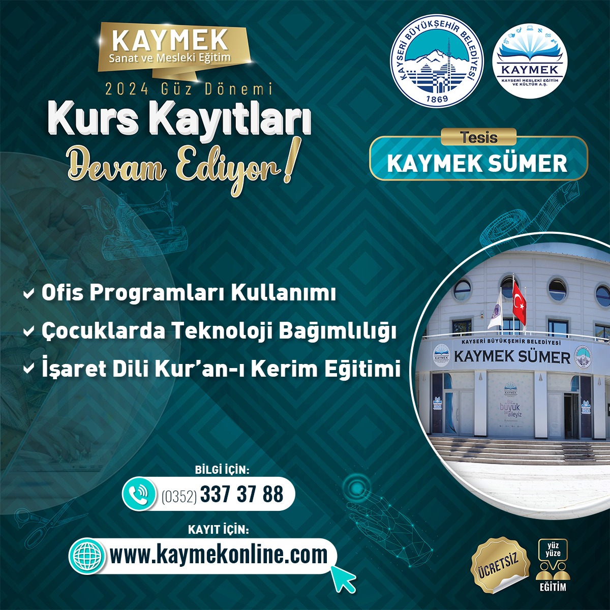 KAYMEK'ten Güz Dönemine Özel Kurs Seçenekleri