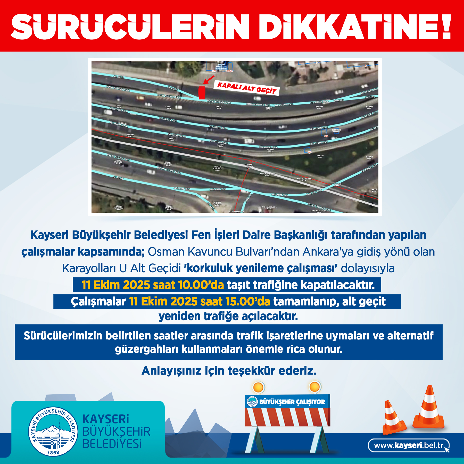 Büyükşehir’den Sürücülere Önemli Uyarı!