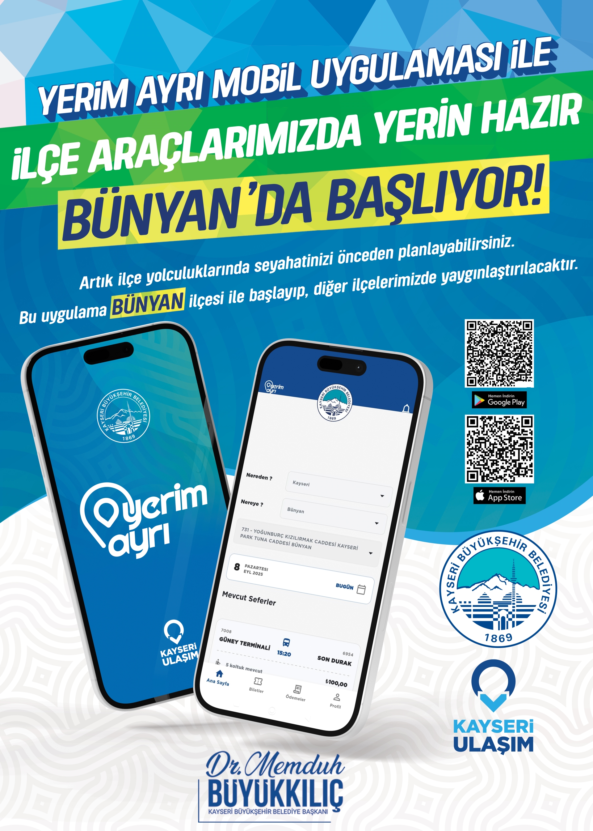 Kayseri Büyükşehir’den Ulaşımda Bir İlk: “Yerim Ayrı” Mobil Uygulaması