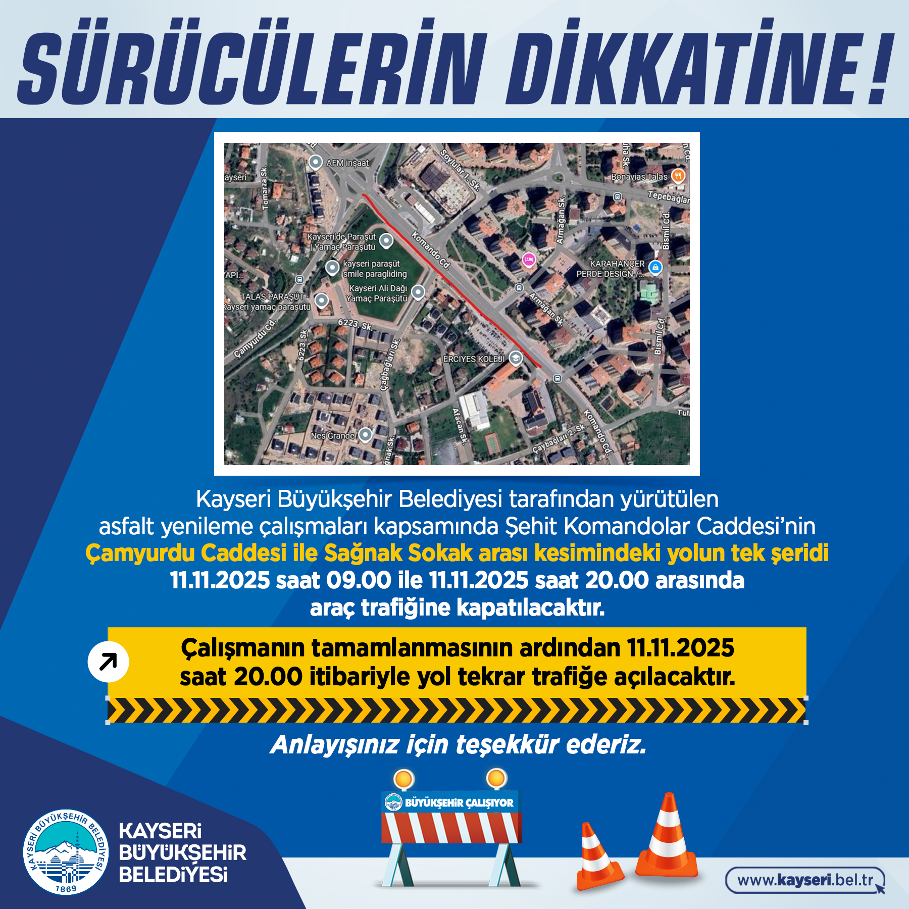 Büyükşehir Belediyesi’nden Sürücülere Önemli Uyarı!