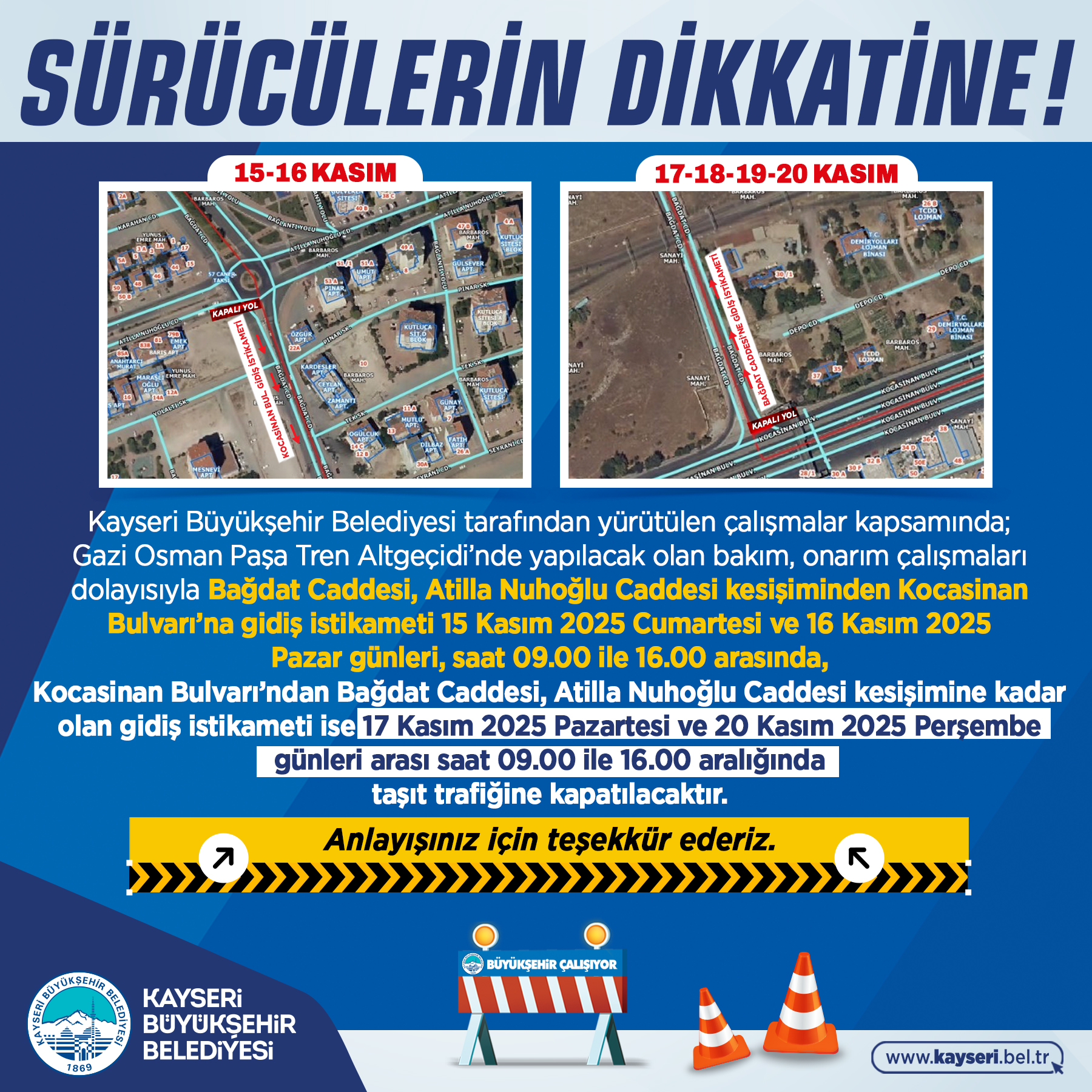 Büyükşehir’den Araç Sürücülerine Duyuru!