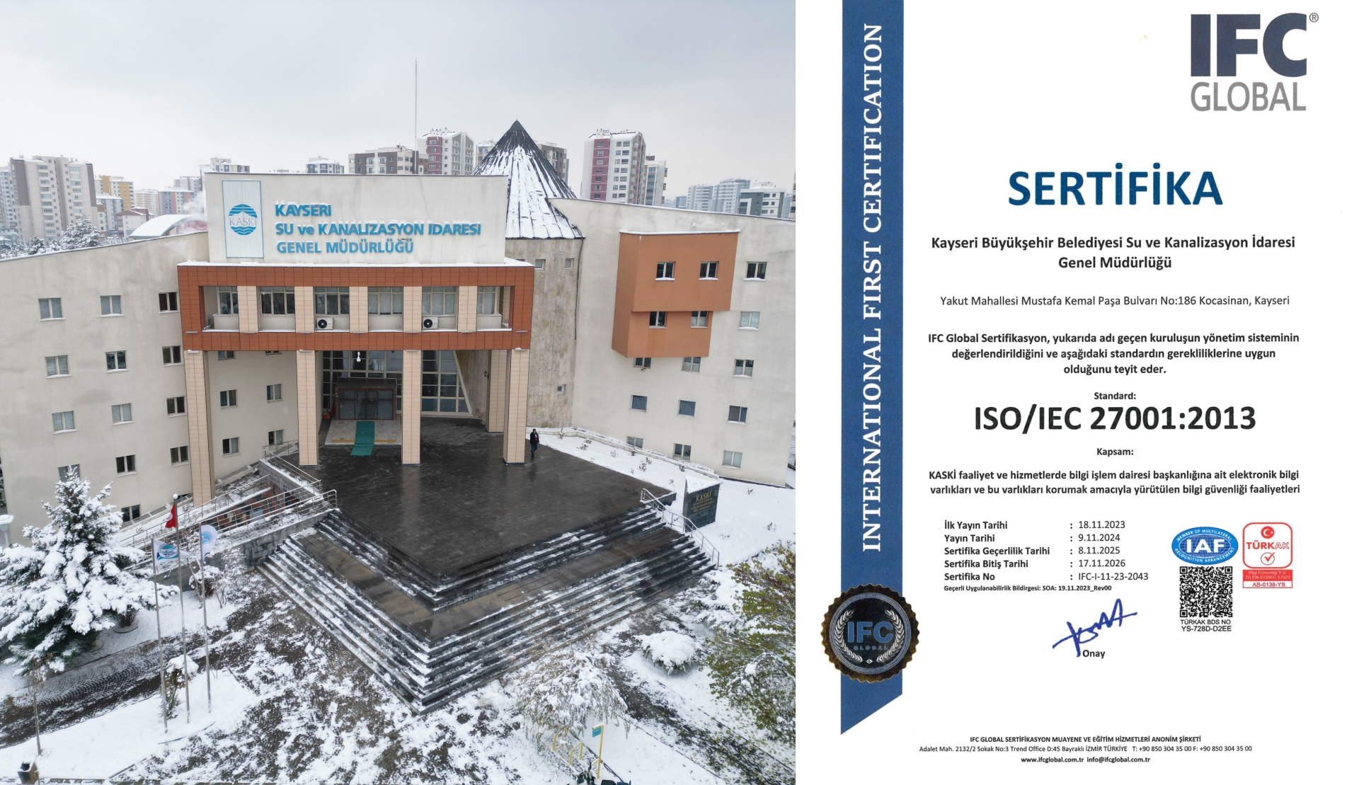 KASKİ, ‘ISO/IEC 27001 Sertifikası’ ile Bilgi Güvenliğini Yeniden Tescilledi