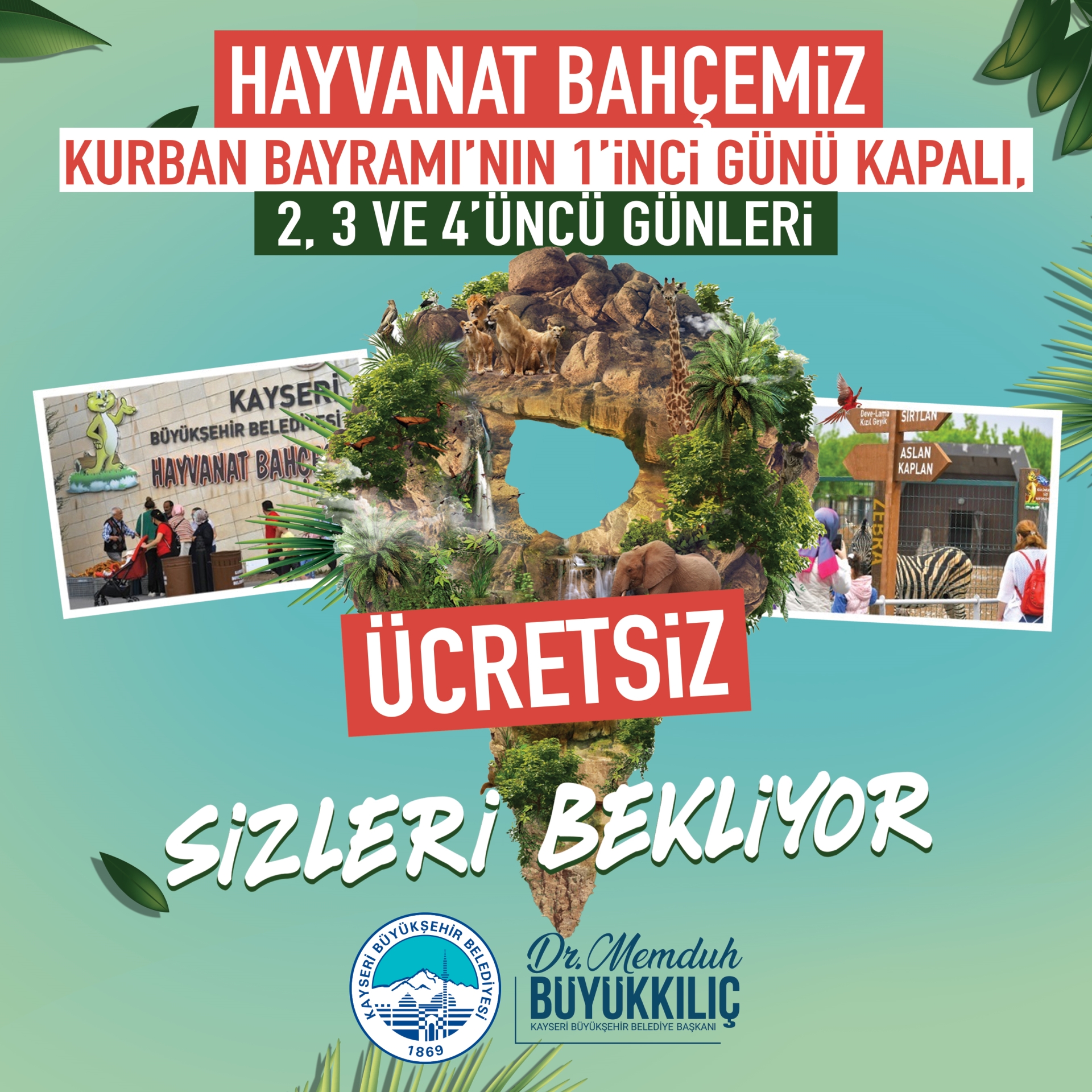 Başkan Büyükkılıç: “Hayvanat Bahçemiz Kurban Bayramı’nda Ücretsiz Olacak”