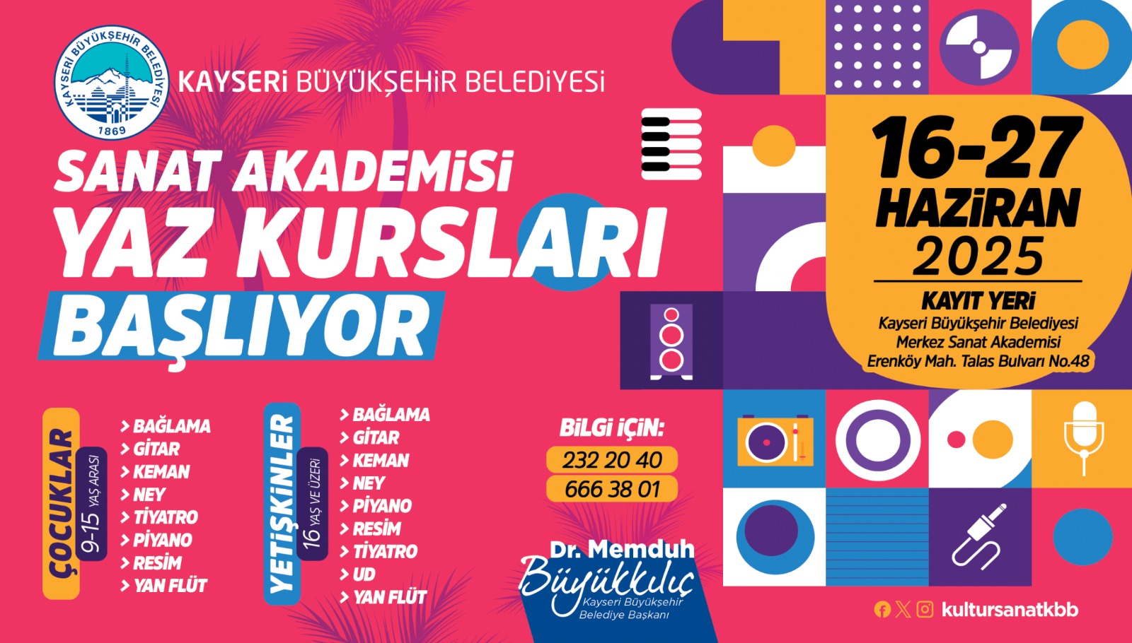Büyükşehir, Sanat Akademisi Yaz Kursları İçin Kayıtları Başlatıyor
