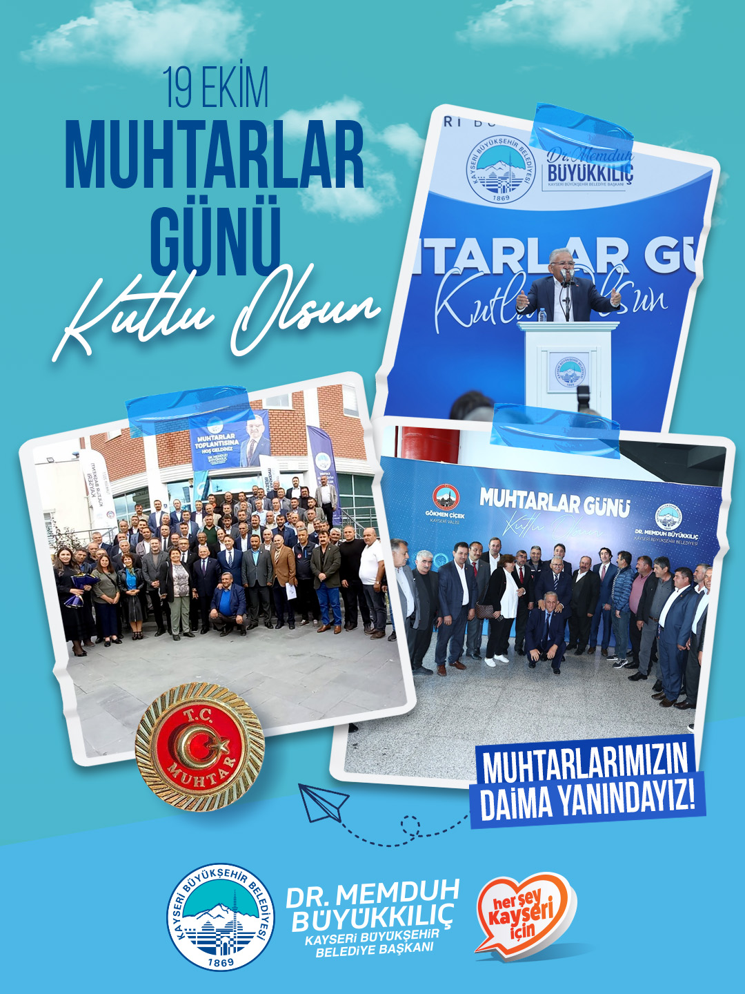 Başkan Büyükkılıç’tan 19 Ekim Muhtarlar Günü Mesajı