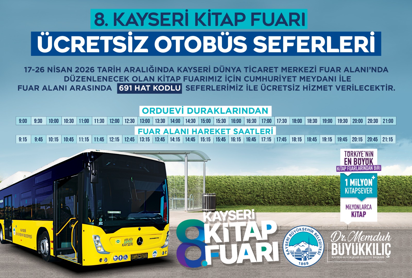 Başkan Büyükkılıç'tan Kitap Fuarı’na “Ücretsiz Ulaşım” Desteği