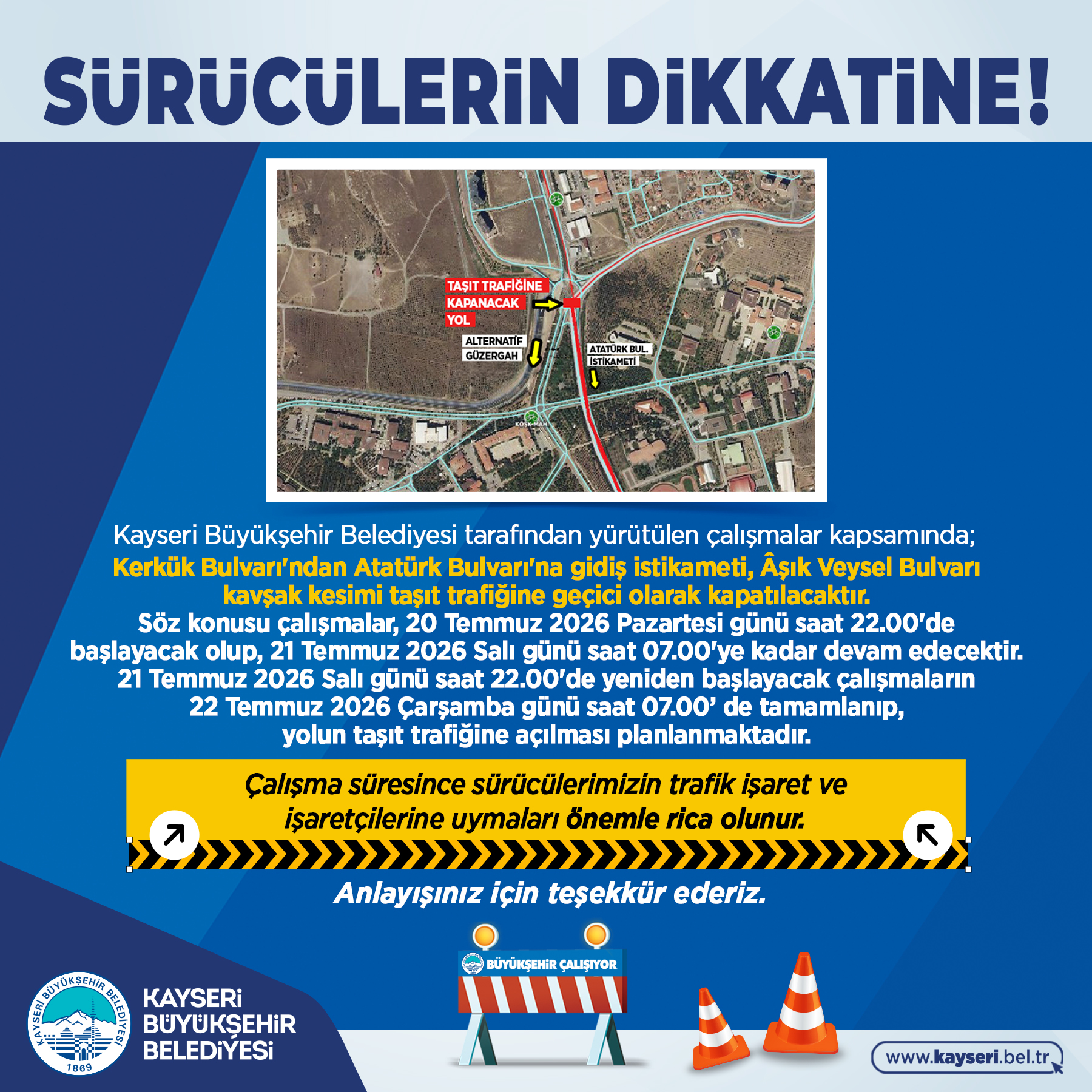 Büyükşehir'den Sürücülere Uyarı