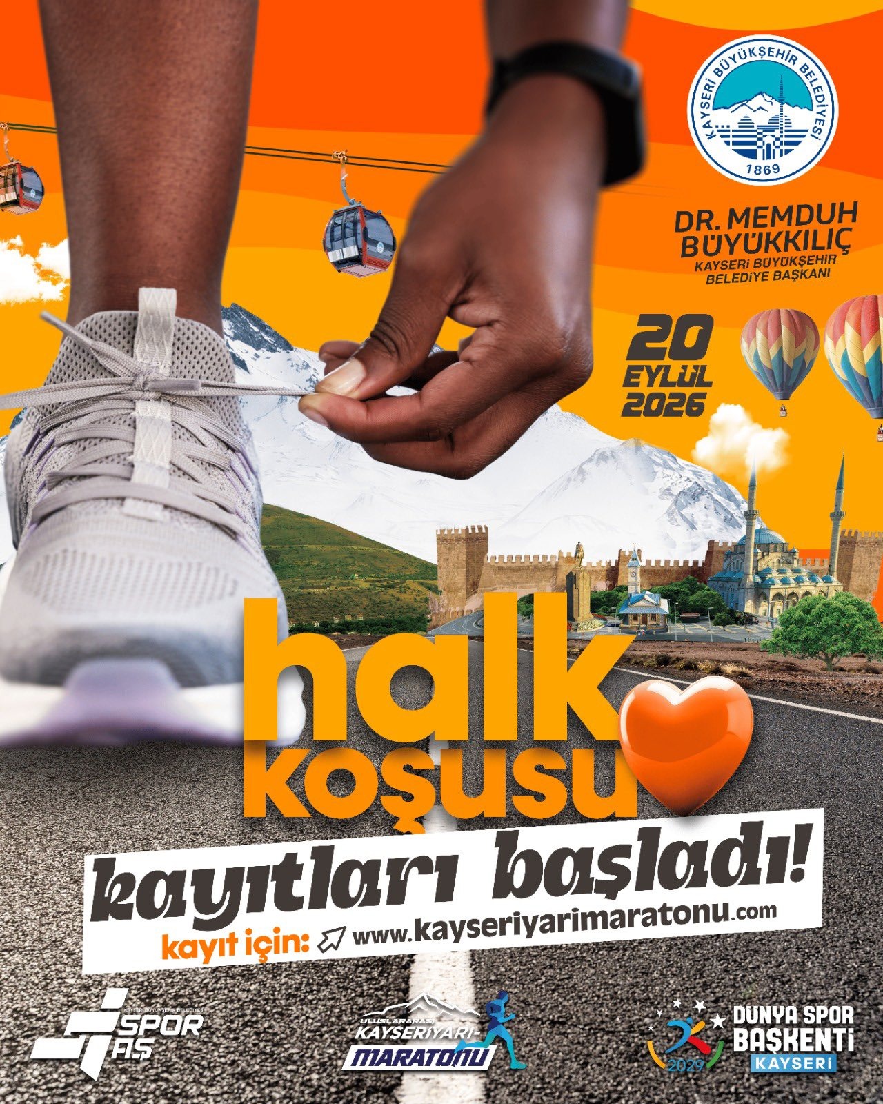 2029 Dünya Spor Başkenti Kayseri’nin Yarı Maratonu’nda Halk Koşusu Kayıtları Başladı