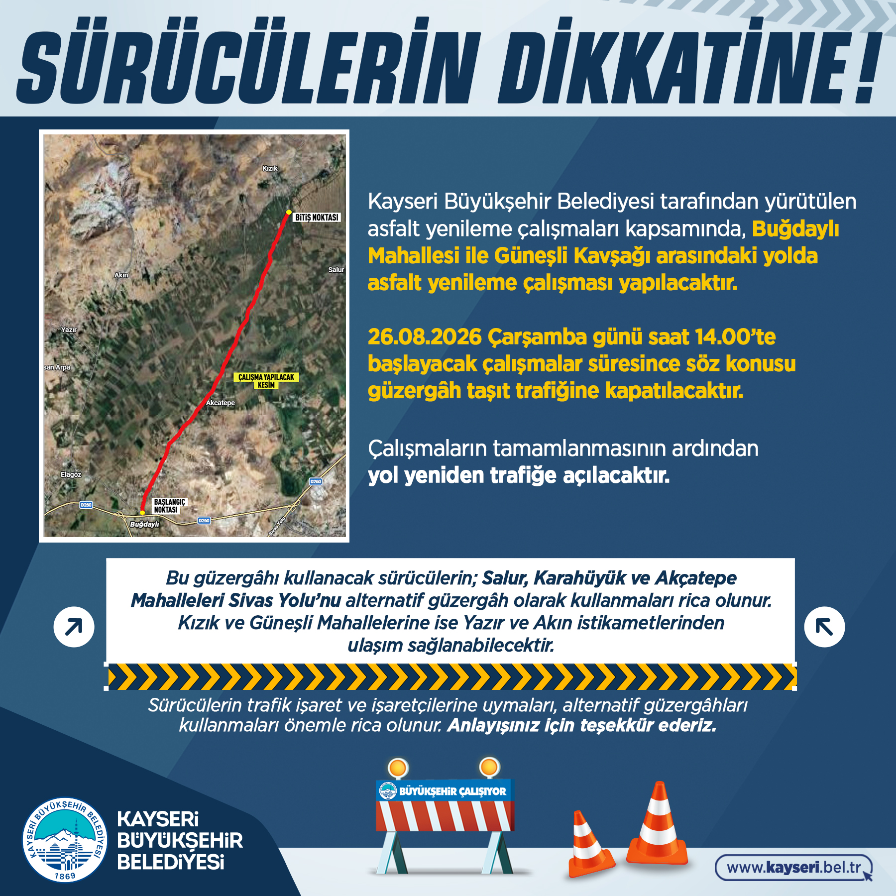 Büyükşehir'den Uyarı! Sürücülerin Dikkatine