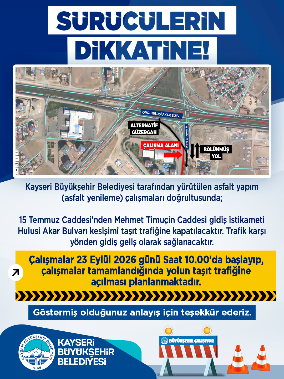 Büyükşehir'den Araç Sürücülerine Uyarı!