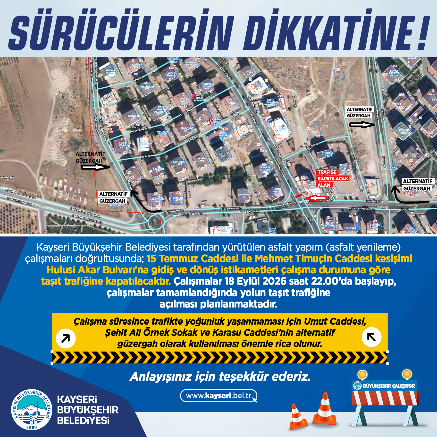 Büyükşehir’den Sürücülere Uyarı!